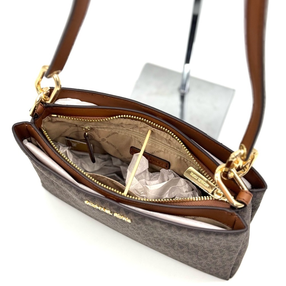 Michael Kors Trisha Triple Compartment Crossbody Bag & Bifold Zip Chain Wallet - Picture 8 of 13